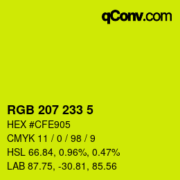 Color code: RGB 207 233 5 | qconv.com