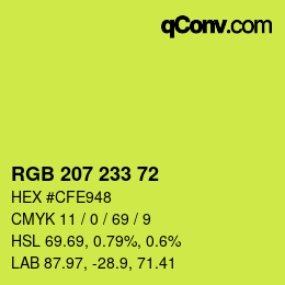 カラーコード: RGB 207 233 72 | qconv.com