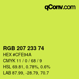 Color code: RGB 207 233 74 | qconv.com