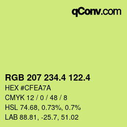 カラーコード: RGB 207 234.4 122.4 | qconv.com