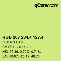 カラーコード: RGB 207 234.4 127.4 | qconv.com
