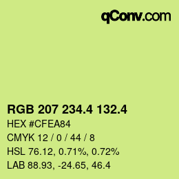 カラーコード: RGB 207 234.4 132.4 | qconv.com