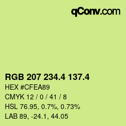 カラーコード: RGB 207 234.4 137.4 | qconv.com