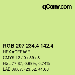 カラーコード: RGB 207 234.4 142.4 | qconv.com
