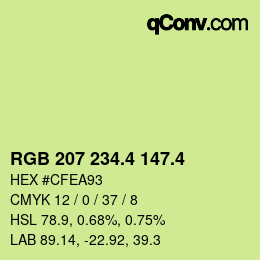 カラーコード: RGB 207 234.4 147.4 | qconv.com