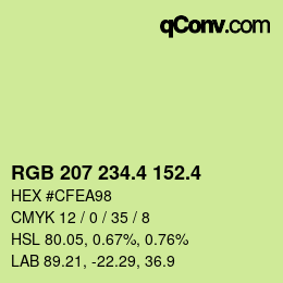 カラーコード: RGB 207 234.4 152.4 | qconv.com
