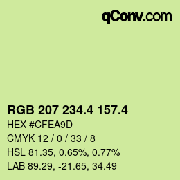カラーコード: RGB 207 234.4 157.4 | qconv.com