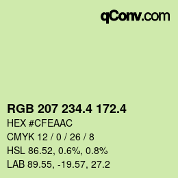 カラーコード: RGB 207 234.4 172.4 | qconv.com