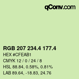 カラーコード: RGB 207 234.4 177.4 | qconv.com