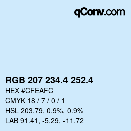 カラーコード: RGB 207 234.4 252.4 | qconv.com