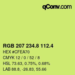 カラーコード: RGB 207 234.8 112.4 | qconv.com