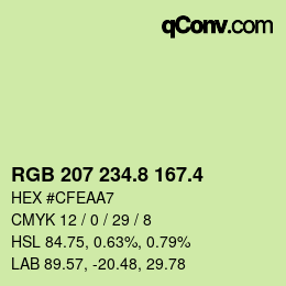 カラーコード: RGB 207 234.8 167.4 | qconv.com
