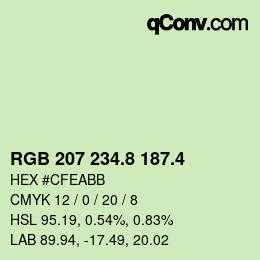 カラーコード: RGB 207 234.8 187.4 | qconv.com