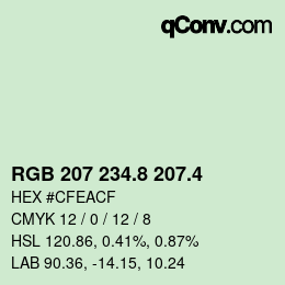 カラーコード: RGB 207 234.8 207.4 | qconv.com