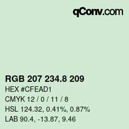 カラーコード: RGB 207 234.8 209 | qconv.com