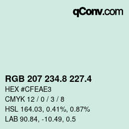 カラーコード: RGB 207 234.8 227.4 | qconv.com
