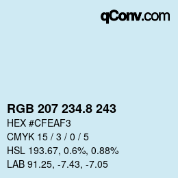Color code: RGB 207 234.8 243 | qconv.com