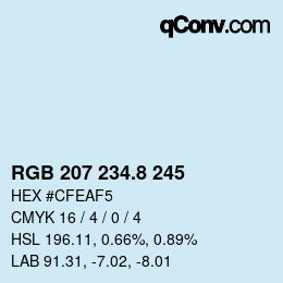 カラーコード: RGB 207 234.8 245 | qconv.com