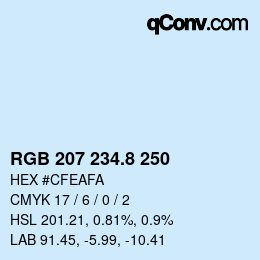 カラーコード: RGB 207 234.8 250 | qconv.com