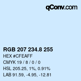 カラーコード: RGB 207 234.8 255 | qconv.com