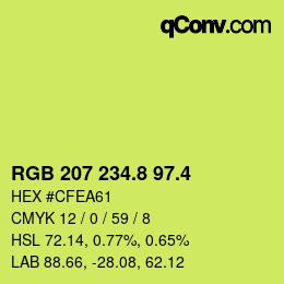 カラーコード: RGB 207 234.8 97.4 | qconv.com