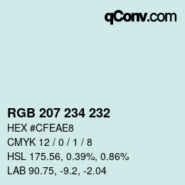 Color code: RGB 207 234 232 | qconv.com
