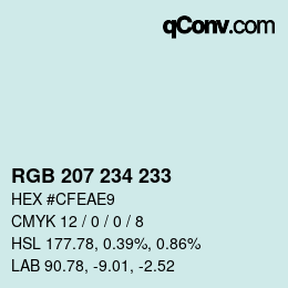 颜色代码: RGB 207 234 233 | qconv.com