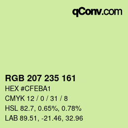 Color code: RGB 207 235 161 | qconv.com