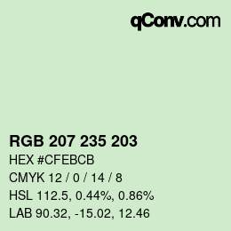 Color code: RGB 207 235 203 | qconv.com