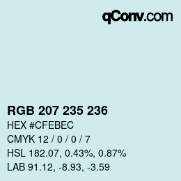 Color code: RGB 207 235 236 | qconv.com