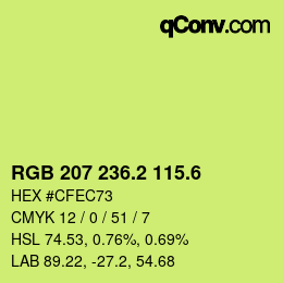 カラーコード: RGB 207 236.2 115.6 | qconv.com