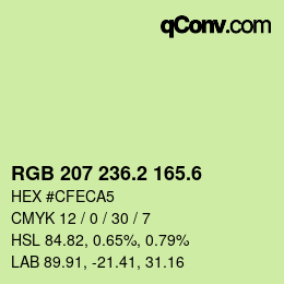 カラーコード: RGB 207 236.2 165.6 | qconv.com