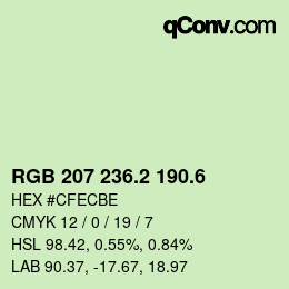 カラーコード: RGB 207 236.2 190.6 | qconv.com