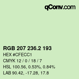 カラーコード: RGB 207 236.2 193 | qconv.com