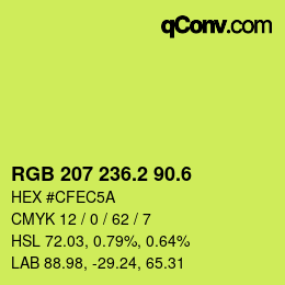 カラーコード: RGB 207 236.2 90.6 | qconv.com