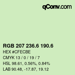カラーコード: RGB 207 236.6 190.6 | qconv.com