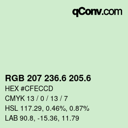 カラーコード: RGB 207 236.6 205.6 | qconv.com