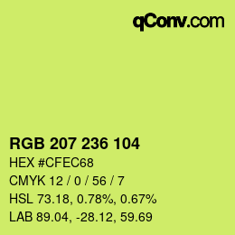 カラーコード: RGB 207 236 104 | qconv.com