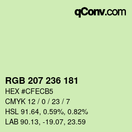 Color code: RGB 207 236 181 | qconv.com