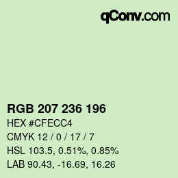 颜色代码: RGB 207 236 196 | qconv.com