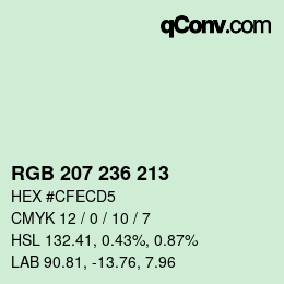 Color code: RGB 207 236 213 | qconv.com