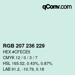 Color code: RGB 207 236 229 | qconv.com