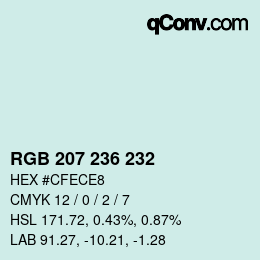 Color code: RGB 207 236 232 | qconv.com