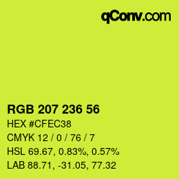 カラーコード: RGB 207 236 56 | qconv.com
