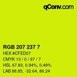 Color code: RGB 207 237 7 | qconv.com