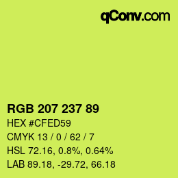 Color code: RGB 207 237 89 | qconv.com