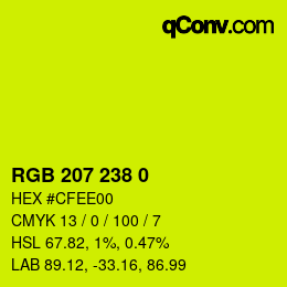 カラーコード: RGB 207 238 0 | qconv.com