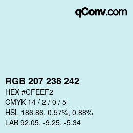 Color code: RGB 207 238 242 | qconv.com