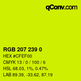 Color code: RGB 207 239 0 | qconv.com