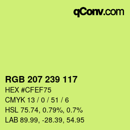 Color code: RGB 207 239 117 | qconv.com